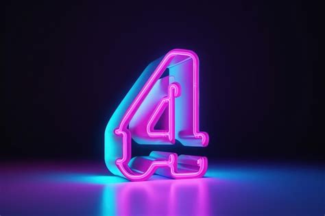 Premium AI Image | A neon sign with the number 4 on it.