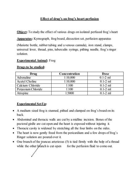 Effect of drugs on frog's heart perfusion | PDF