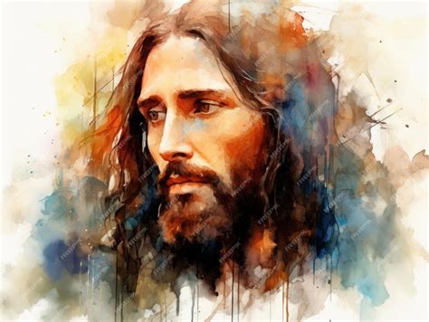 Premium Photo | Portrait of Jesus Christ Watercolor painting illustration Generative AI