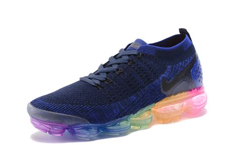 custom womens nike air vapormax flyknit 2 run sneakers blue color athletic shoes - Athletic