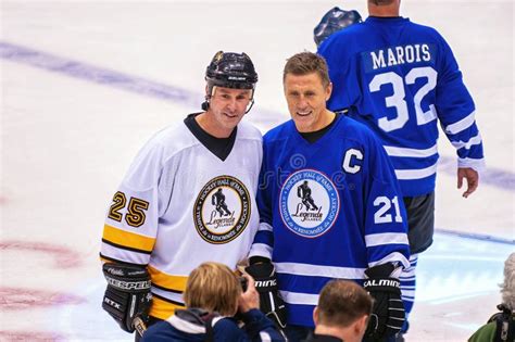 Joe Nieuwendyk and Borge Salming at Hockey Hall of Fame Legends Classic Game in Toronto ...