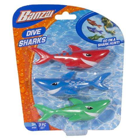 Banzai Swimming Pool Diving Toys Sharks, 3 in a Pack, Ages 3+ - Walmart.com - Walmart.com