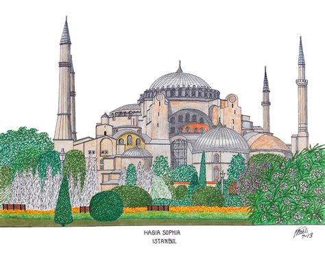 Hagia Sophia Istanbul Drawing by Frederic Kohli