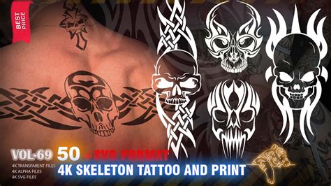 ArtStation - 50 4K SKELETON TATTOO AND PRINT - HIGH END QUALITY RES - (ALPHA & TRANSPARENT & SVG ...