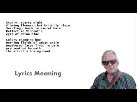 Don McLean - Vincent (Starry Starry Night ) | Lyrics Meaning - YouTube