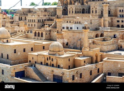 Traditional Mardin stone houses in Miniaturk Park of Istanbul, Turkey ...