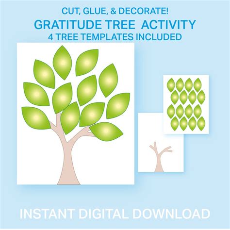 Gratitude Tree Activity Printable With Leaves, Kids Mindfulness Activities, Daily Gratitude for ...