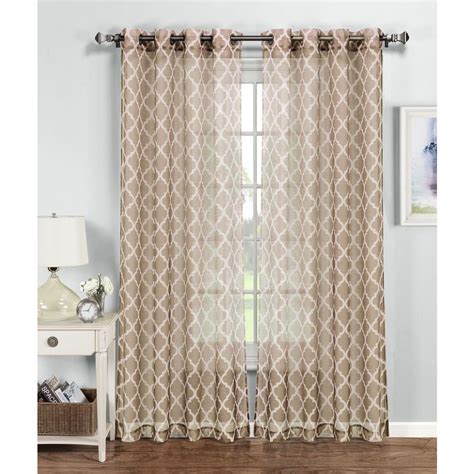 Window Elements Sheer Quatrafoil Printed Sheer Extra Wide 54 in. W x 84 ...