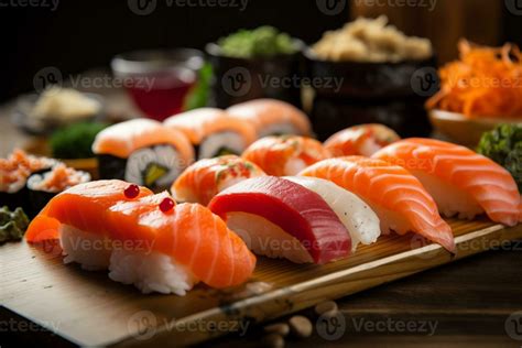 roll fish sushi japanese japan meal seafood rice set food. . 25719385 Stock Photo at Vecteezy