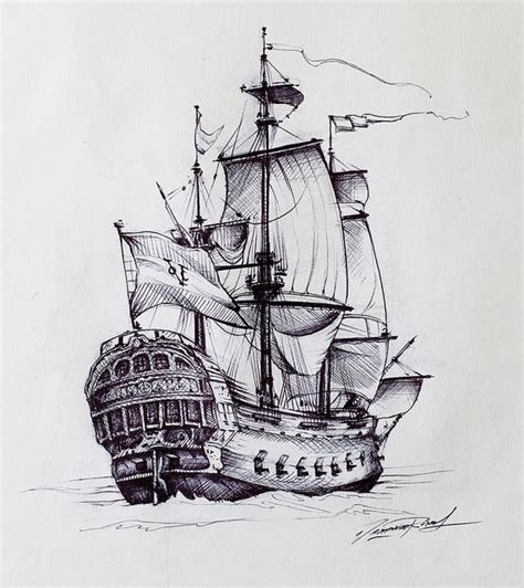 ship by vrouwvanrinus, via Flickr Pirate Ship Drawing, Boat Drawing, Pirate Boats, Pirate Art ...