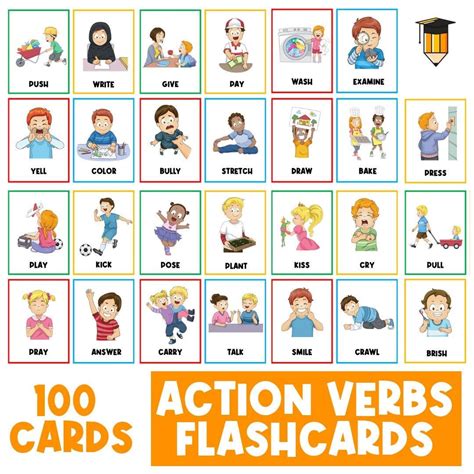 ACTION VERBS FLASHCARDS Vocabulary Parts of Speech Positional Words ...