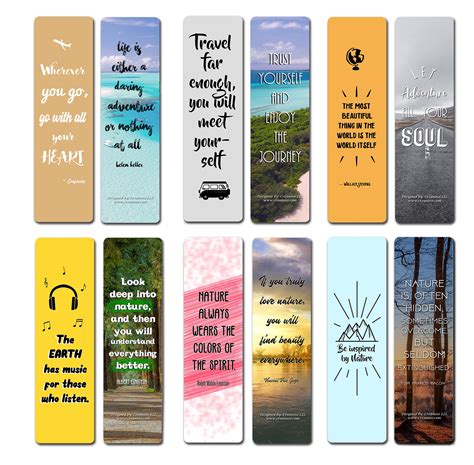 Creanoso Inspirational Travel & Nature Quotes Bookmarks - Inspiring Sa