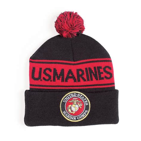 Marines Pom Pom Cuffed Beanie #Marines #USMC #SemperFi #Errah Knit Beanie Hat, Pom Beanie, Pom ...