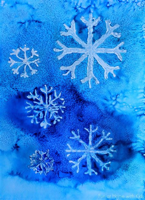 Winter Watercolor Resist Art with Free Printable Snowflake Template | Winter art lesson, Winter ...