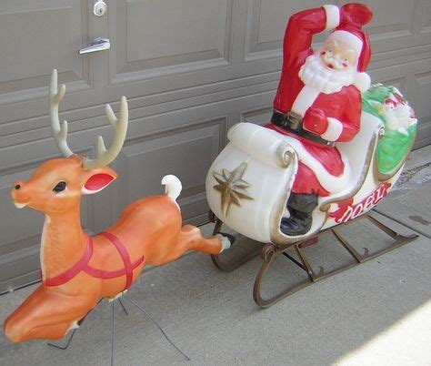 Vintage EMPIRE SANTA SLEIGH Christmas Blowmold REINDEER Lighted Yard Decoration | Blow molds ...