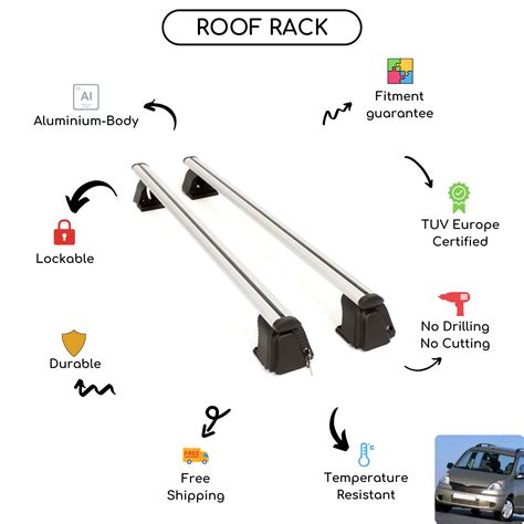 Bare Roof Rack Cross Bars Set for Toyota Yaris Verso Minivan 1999 - 20– Bamboli LTD