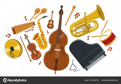 Classical Music Instruments Composition Vector Flat Style Illustration ...