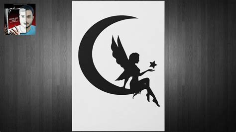 Moon Fairy Silhouette ★ Easy Drawing ★ Marker Pen Drawing ★ Moon Fairy ...