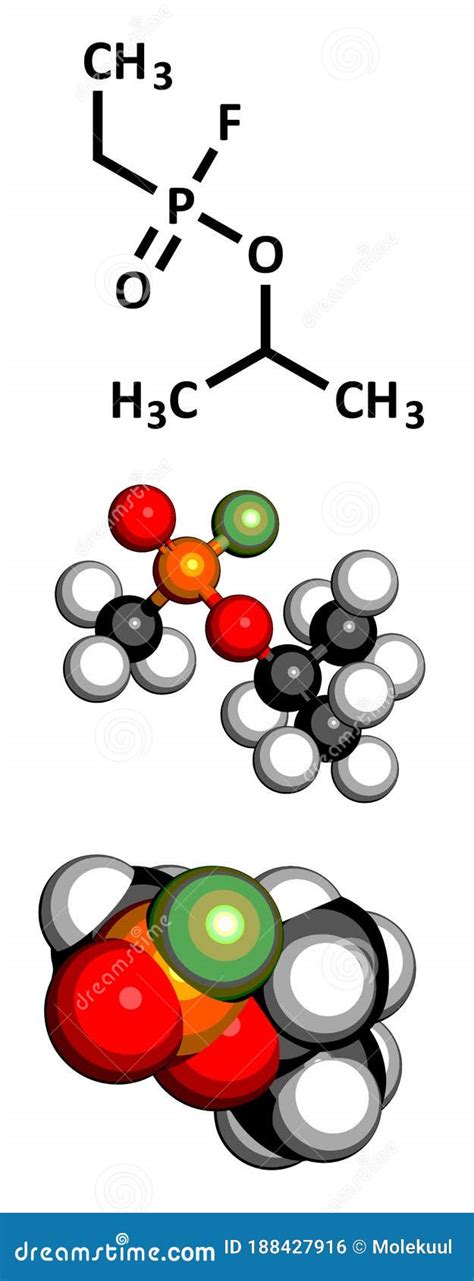 Sarin Nerve Agent, Molecular Model Stock Illustration - Illustration of compound, fluorine ...