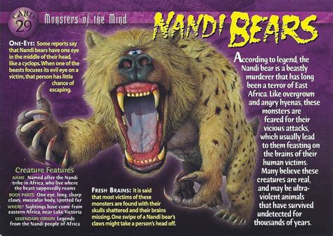 Nandi Bears - Wierd N'wild Creatures Wiki - Wikia Myths & Monsters ...