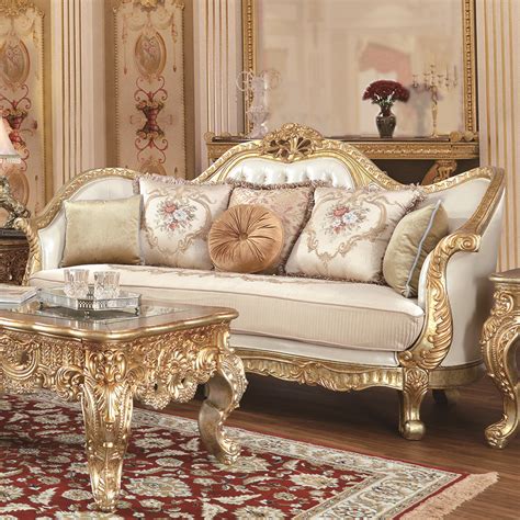 Homey Design HD-91630 – 3Pc Sofa Set Metallic Antique Gold Finish Luxury Furniture – Palace Home