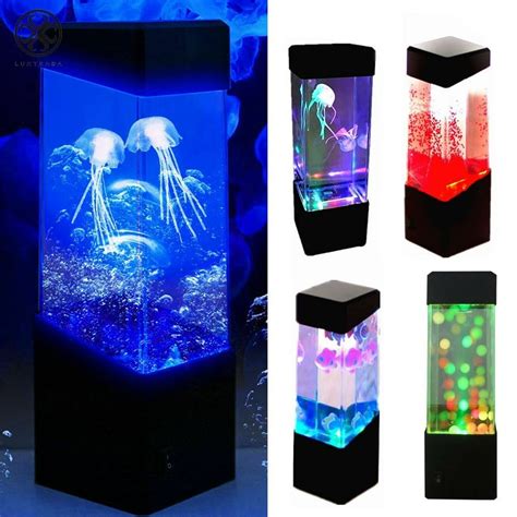 Luxtrada Colorful LED Jellyfish Tank Sea World Mini Aquarium Lamp ...