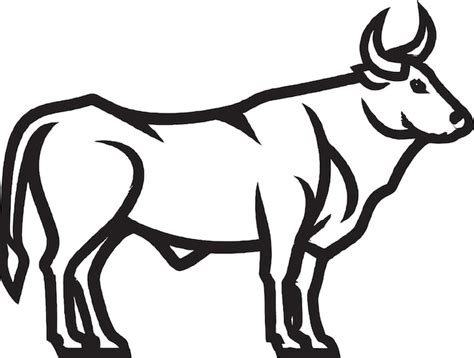 Premium Vector | A black and white drawing of a bull.