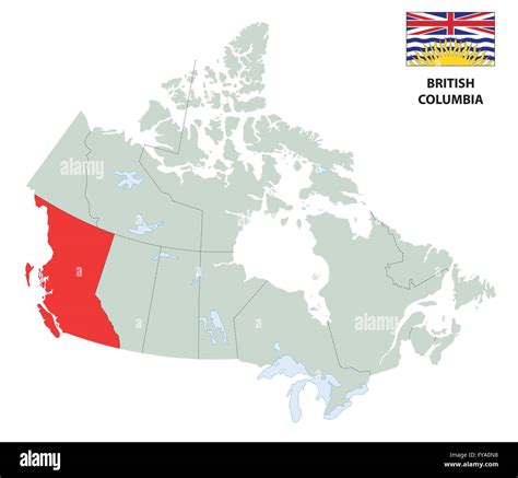 outline map of the Canadian province of British Columbia with flag ...