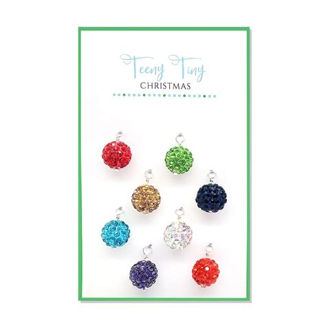 Sparkling Mini Christmas Ornaments, 8 pieces with Hooks, Pave Ball ...