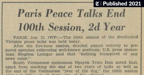 1971: After 2 Years and 100 Sessions, Vietnam Peace Talks Remain Deadlocked - The New York Times