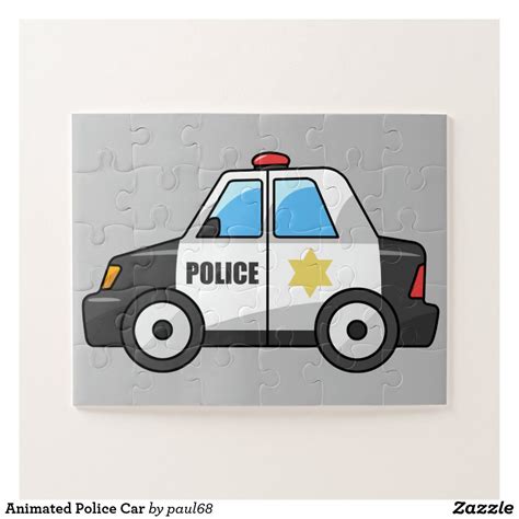 Animated Police Car Jigsaw Puzzle | Zazzle | Police cars, Jigsaw ...