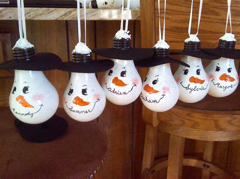 Snowman light bulb ornaments I made for my grankids this Christmas ...