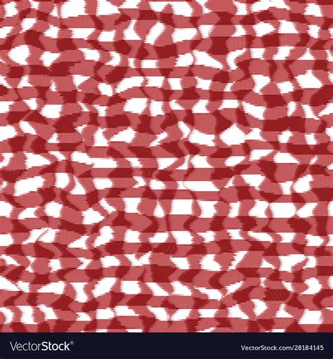 Distorted gingham red and white wavy line pattern Vector Image