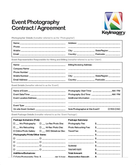 FREE 7+ Photography Agreement Contract Samples in MS Word | PDF