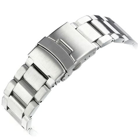 Silver Color Watch Strap 22mm Stainless Steel Watch Band with Folding ...