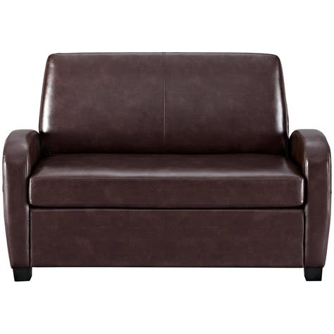 Convertible Sofa Leather Couch Twin Bed Mattress Sleeper Small Loveseat Brown | eBay