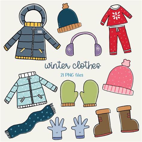 Winter Clothing Clipart, Clothes Digital Clipart, Winter Clipart, Jacket Clipart, Gloves Clipart ...