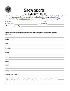 Bsa Snow Sports Merit Badge Workbook - Fill and Sign Printable Template ...