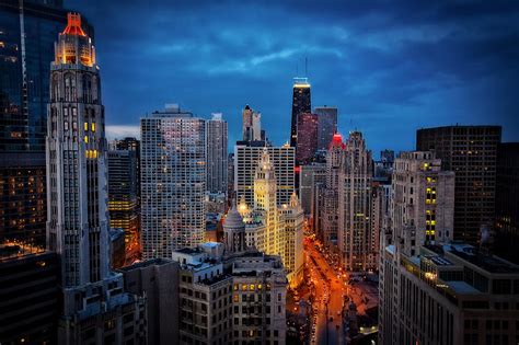 Nighttime Downtown Chicago Cityscape Photograph by Jennifer Rondinelli Reilly - Fine Art ...