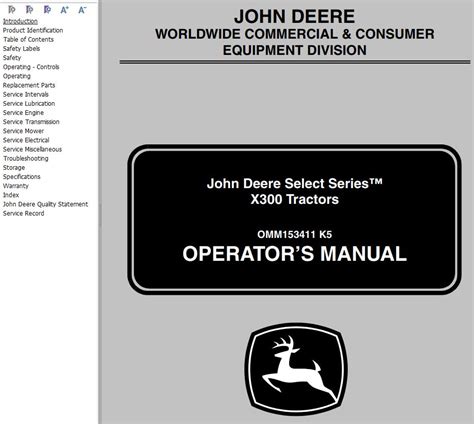 John Deere Tractor X300 Operator's Manual | Auto Repair Manual Forum - Heavy Equipment Forums ...