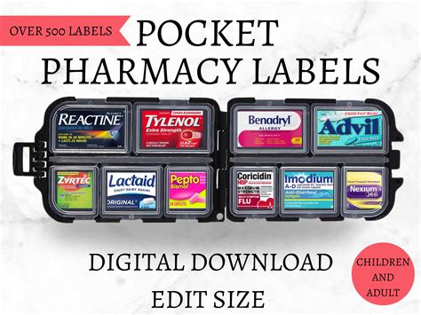 Pocket Pharmacy Labels Printable Pill Box Labels Travel Pill - Etsy Canada in 2023 | Printable ...