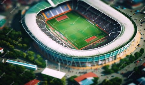 Premium Photo | Aerial view of a soccer or football stadium during a match