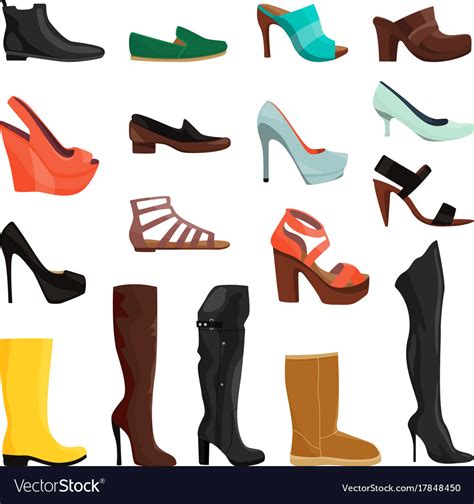 Women shoes in different styles Royalty Free Vector Image