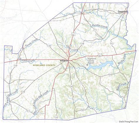 Map of Highland County, Ohio