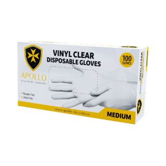 Apollo VINYL CLEAR Vinyl Powder Free Disposable Examination Gloves (Box ...