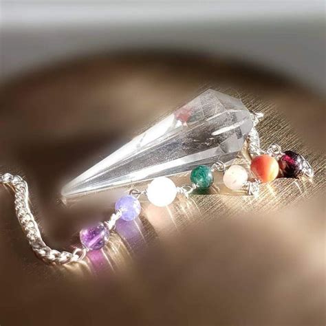 CLEAR QUARTZ CHAKRA PENDULUM CRYSTAL HEALING REIKI FENG SHUI | POSITIVE ENERGY POWER ...