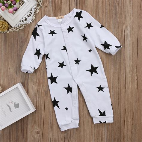 0 18M Newborn Baby Star Clothes Long Sleeve Cotton Romper Jumpsuit ...