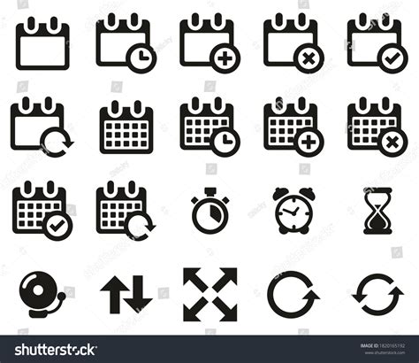 Time Schedule Icons Black White Set Stock Vector (Royalty Free ...