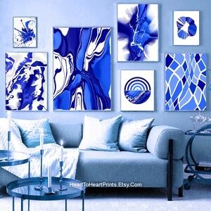 Royal Blue Abstract Set of 12 Posters Abstract Painting PRINTABLE Wall ...