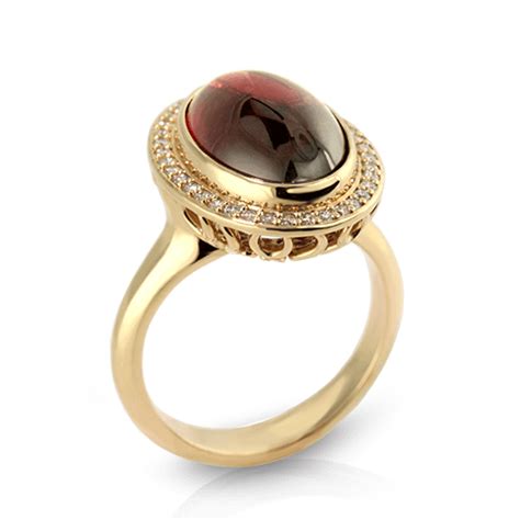 Cabochon Rhodolite Garnet Ring - Jewelry Designs